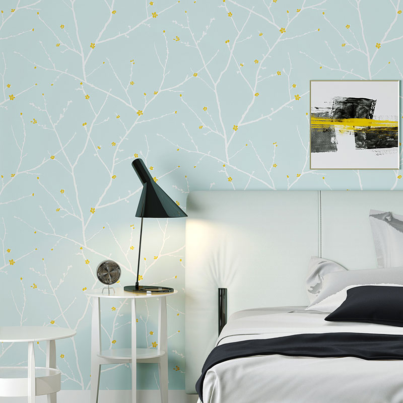 Countryside Wall Covering in Soft Color Branch Wallpaper Roll, 20.5-inch x 33-foot Light Blue Clearhalo 'Country wall decor' 'Rustic' 'Wallpaper' Wall Decor' 1062251