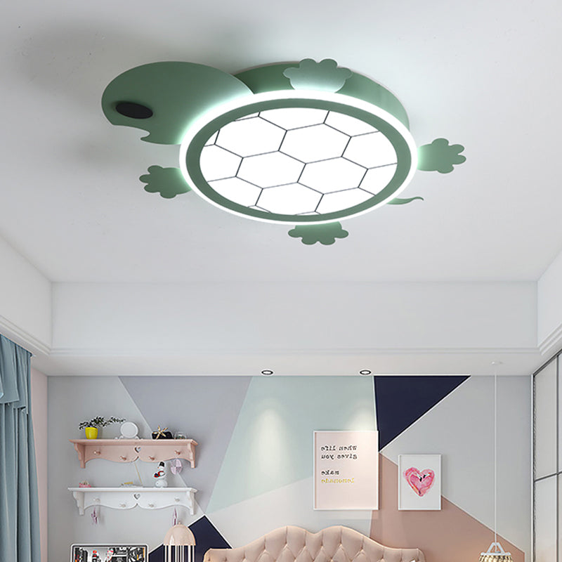 Little Turtle Acrylic Ceiling Mounted Light Cartoon LED Green Flushmount Lamp for Bedroom Green Clearhalo 'Ceiling Lights' 'Close To Ceiling Lights' 'Close to ceiling' 'Flush mount' Lighting' 1062361
