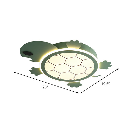 Little Turtle Acrylic Ceiling Mounted Light Cartoon LED Green Flushmount Lamp for Bedroom Clearhalo 'Ceiling Lights' 'Close To Ceiling Lights' 'Close to ceiling' 'Flush mount' Lighting' 1062364
