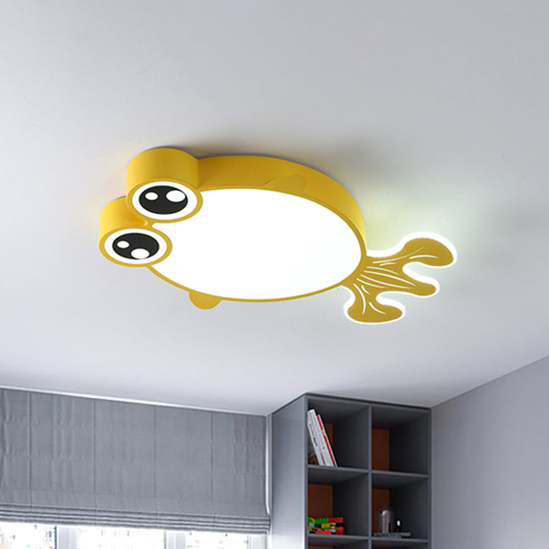 Acrylic Goldfish Flush Light Fixture Cartoon LED Flush Ceiling Lamp in Pink/Yellow for Kids Bedroom Yellow Clearhalo 'Ceiling Lights' 'Close To Ceiling Lights' 'Close to ceiling' 'Flush mount' Lighting' 1062377