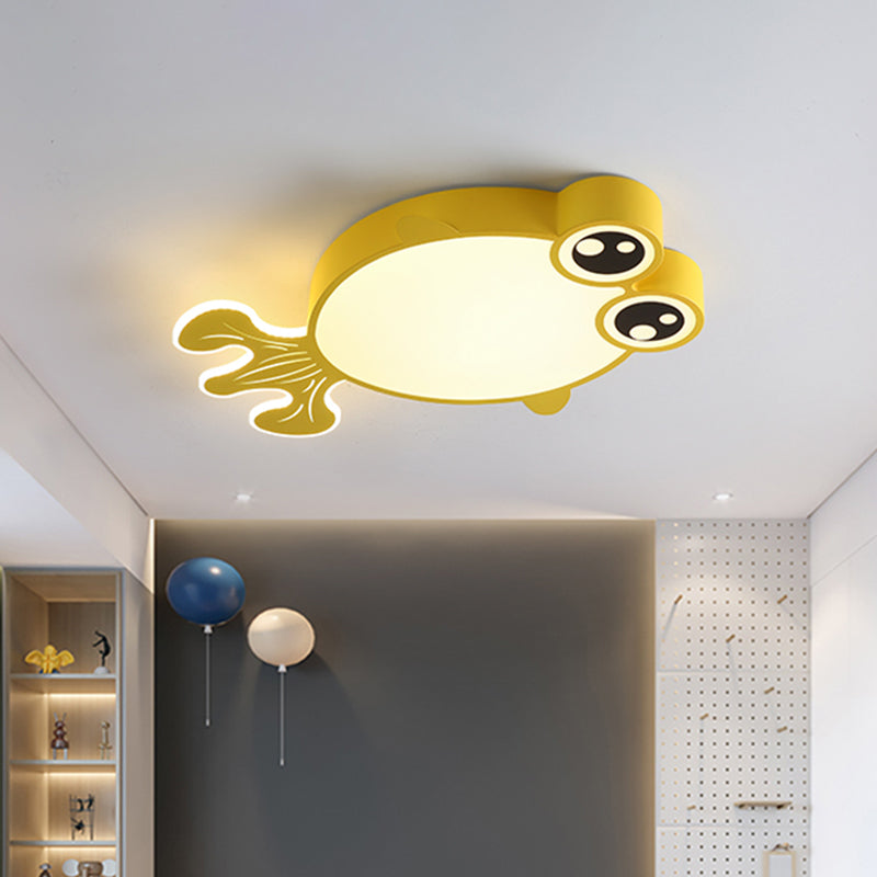 Acrylic Goldfish Flush Light Fixture Cartoon LED Flush Ceiling Lamp in Pink/Yellow for Kids Bedroom Clearhalo 'Ceiling Lights' 'Close To Ceiling Lights' 'Close to ceiling' 'Flush mount' Lighting' 1062378