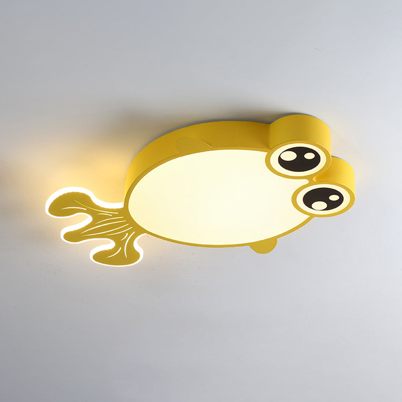 Acrylic Goldfish Flush Light Fixture Cartoon LED Flush Ceiling Lamp in Pink/Yellow for Kids Bedroom Clearhalo 'Ceiling Lights' 'Close To Ceiling Lights' 'Close to ceiling' 'Flush mount' Lighting' 1062380