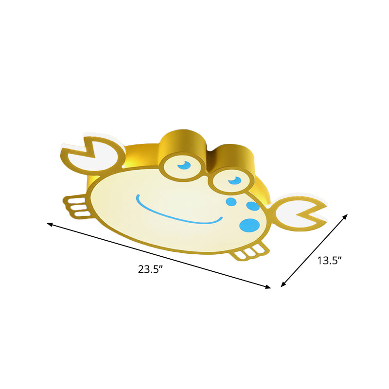 Yellow Finish Crab Shape Flush Mounted Light Cartoon LED Acrylic Flush Ceiling Lamp Fixture