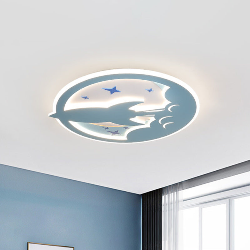 Nordic Aircraft Flush Mount Fixture Acrylic LED Bedroom Flushmount Lighting in Blue