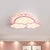 Sun and Cloud Kids Room Ceiling Flush Mount Acrylic LED Nordic Flush Light Fixture in Yellow/Blue/Pink Pink Clearhalo 'Ceiling Lights' 'Close To Ceiling Lights' 'Close to ceiling' 'Flush mount' Lighting' 1062405