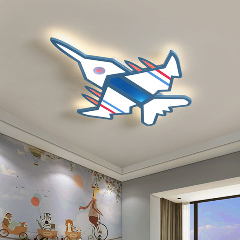 Acrylic Aircraft-Shape Ceiling Flush Cartoon LED Flush Mount Fixture in White/Blue for Boy Bedroom Blue Clearhalo 'Ceiling Lights' 'Close To Ceiling Lights' 'Close to ceiling' 'Flush mount' Lighting' 1062425
