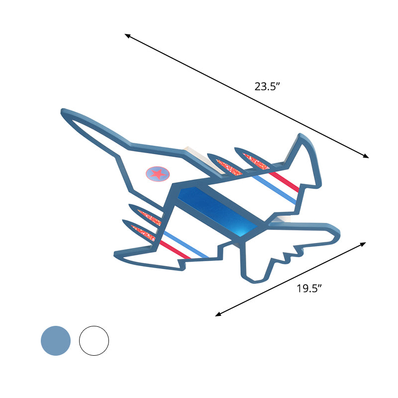 Acrylic Aircraft-Shape Ceiling Flush Cartoon LED Flush Mount Fixture in White/Blue for Boy Bedroom Clearhalo 'Ceiling Lights' 'Close To Ceiling Lights' 'Close to ceiling' 'Flush mount' Lighting' 1062428