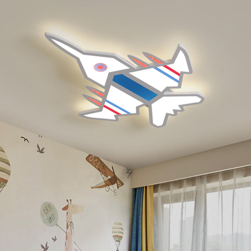 Acrylic Aircraft-Shape Ceiling Flush Cartoon LED Flush Mount Fixture in White/Blue for Boy Bedroom Clearhalo 'Ceiling Lights' 'Close To Ceiling Lights' 'Close to ceiling' 'Flush mount' Lighting' 1062430
