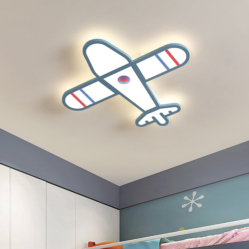 Plane Shaped Flushmount Light Cartoon Acrylic LED Bedroom Flush Mounted Lamp in White/Blue - Clearhalo - 'Ceiling Lights' - 'Close To Ceiling Lights' - 'Close to ceiling' - 'Flush mount' - Lighting' - 1062447
