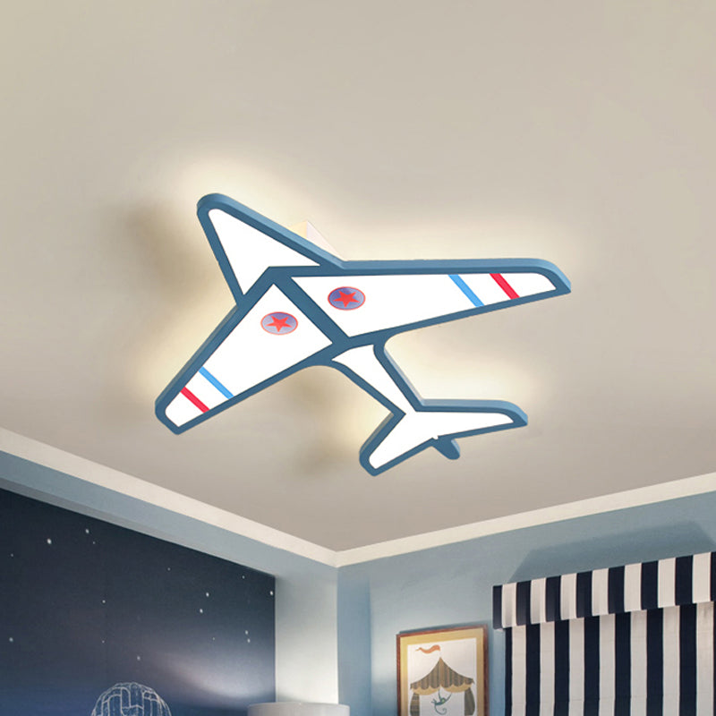 Acrylic Airplane Ceiling Mounted Fixture Cartoon LED White/Blue Flush Lighting for Child Bedroom Clearhalo 'Ceiling Lights' 'Close To Ceiling Lights' 'Close to ceiling' 'Flush mount' Lighting' 1062455