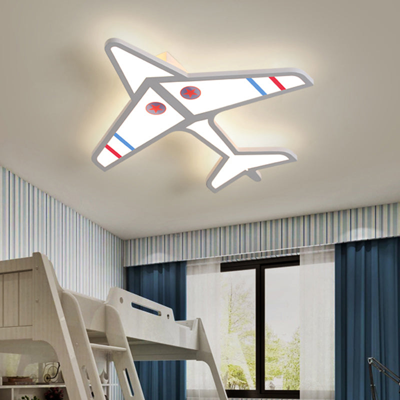 Acrylic Airplane Ceiling Mounted Fixture Cartoon LED White/Blue Flush Lighting for Child Bedroom Clearhalo 'Ceiling Lights' 'Close To Ceiling Lights' 'Close to ceiling' 'Flush mount' Lighting' 1062459
