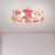 Pentagon Frame Semi Mount Lighting Macaron Metal 5 Bulbs Grey/Green/Pink Finish Close to Ceiling Lamp with Wooden Car Deco Pink Clearhalo 'Ceiling Lights' 'Close To Ceiling Lights' 'Close to ceiling' 'Semi-flushmount' Lighting' 1062478