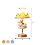 Cartoon 1 Light Table Lighting with Fabric Shade Conical Pink/Blue/Gold Unicorn Nightstand Lamp for Study Room Clearhalo 'Lamps' 'Table Lamps' Lighting' 1062550