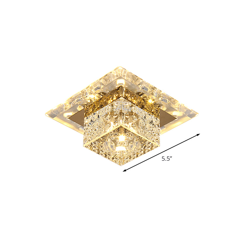 Clear Crystal Cube Flushmount Lamp Simplicity LED Flush Mount Ceiling Light for Hallway Clearhalo 'Ceiling Lights' 'Close To Ceiling Lights' 'Close to ceiling' 'Flush mount' Lighting' 1062622