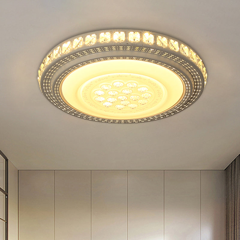 Crystal Block Round/Square Flush Mount Light Simple LED White Flush Ceiling Lamp Fixture for Bedroom