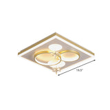 Squared Metal Flushmount Light Modern LED Gold Flush Lamp Fixture with Flower Crystal Decor Clearhalo 'Ceiling Lights' 'Close To Ceiling Lights' 'Close to ceiling' 'Flush mount' Lighting' 1062684