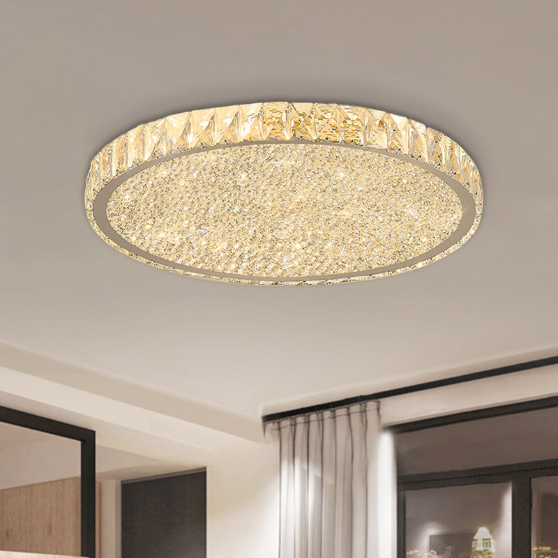 Clear Beveled Crystal Round Ceiling Flush Mount Minimal LED Flushmount Lighting for Bedroom - Clear - Clearhalo - 'Ceiling Lights' - 'Close To Ceiling Lights' - 'Close to ceiling' - 'Flush mount' - Lighting' - 1062689