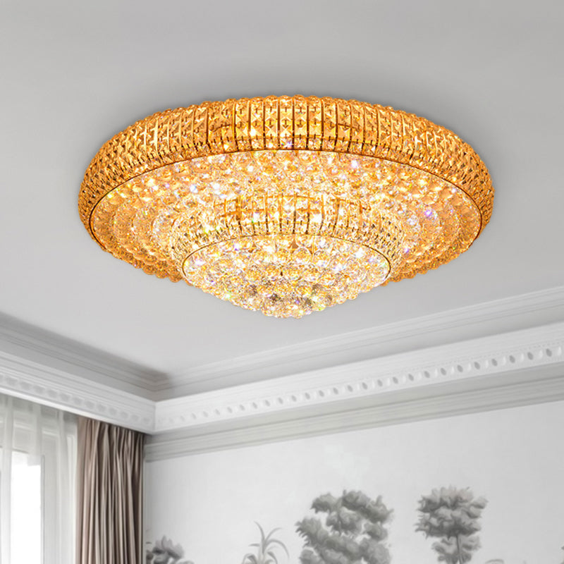 2-Layer Round Ceiling Mounted Fixture Contemporary Clear Crystal Living Room LED Flush Light Clear Clearhalo 'Ceiling Lights' 'Close To Ceiling Lights' 'Close to ceiling' 'Flush mount' Lighting' 1062697