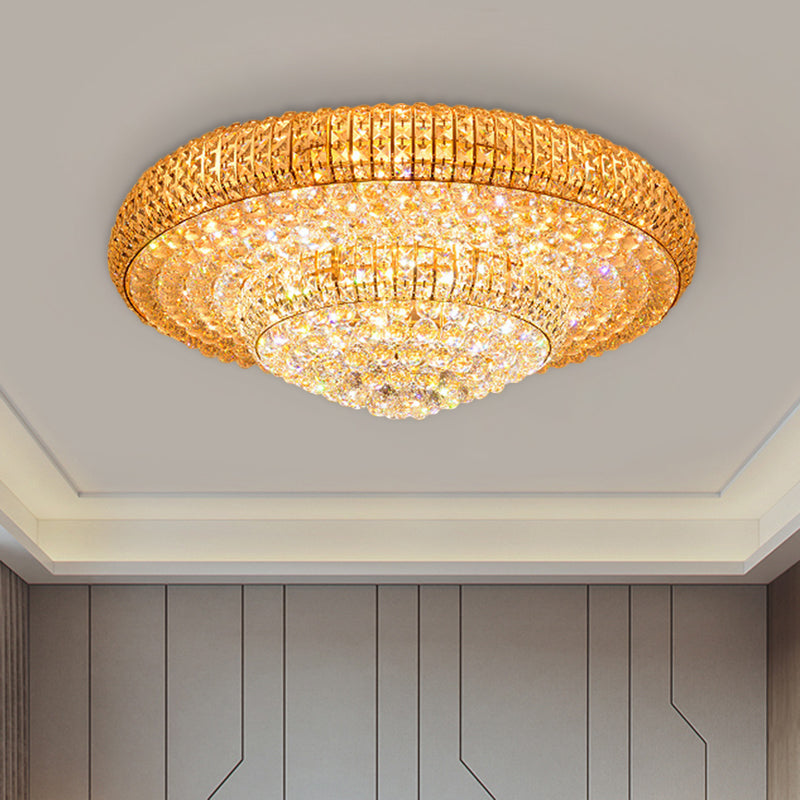 2-Layer Round Ceiling Mounted Fixture Contemporary Clear Crystal Living Room LED Flush Light Clearhalo 'Ceiling Lights' 'Close To Ceiling Lights' 'Close to ceiling' 'Flush mount' Lighting' 1062698