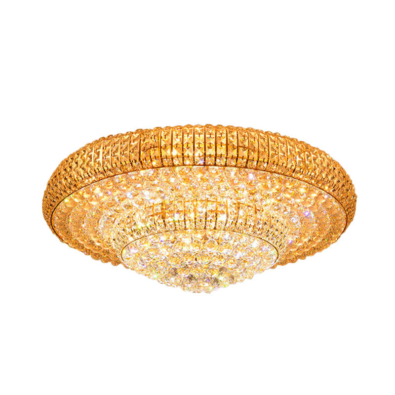 2-Layer Round Ceiling Mounted Fixture Contemporary Clear Crystal Living Room LED Flush Light Clearhalo 'Ceiling Lights' 'Close To Ceiling Lights' 'Close to ceiling' 'Flush mount' Lighting' 1062699