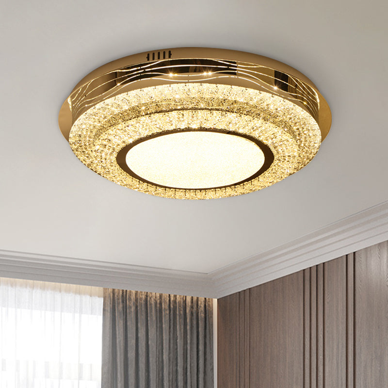 Modernist Round Flushmount Lighting Beveled Crystal LED Bedroom Flush Mount Lamp in Stainless-Steel - Clearhalo - 'Ceiling Lights' - 'Close To Ceiling Lights' - 'Close to ceiling' - 'Flush mount' - Lighting' - 1062706