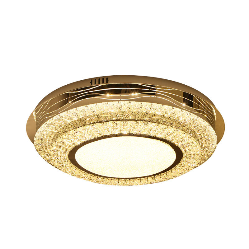 Modernist Round Flushmount Lighting Beveled Crystal LED Bedroom Flush Mount Lamp in Stainless-Steel - Clearhalo - 'Ceiling Lights' - 'Close To Ceiling Lights' - 'Close to ceiling' - 'Flush mount' - Lighting' - 1062707
