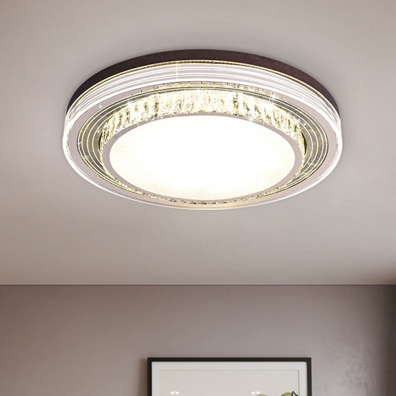 Clear Crystal Circular Flush Light Fixture Minimalist LED Flush Mount Ceiling Lamp for Bedroom - Clear - Clearhalo - 'Ceiling Lights' - 'Close To Ceiling Lights' - 'Close to ceiling' - 'Flush mount' - Lighting' - 1062717