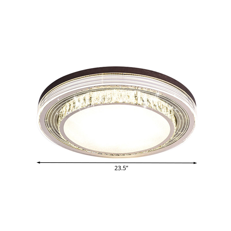 Clear Crystal Circular Flush Light Fixture Minimalist LED Flush Mount Ceiling Lamp for Bedroom - Clearhalo - 'Ceiling Lights' - 'Close To Ceiling Lights' - 'Close to ceiling' - 'Flush mount' - Lighting' - 1062720