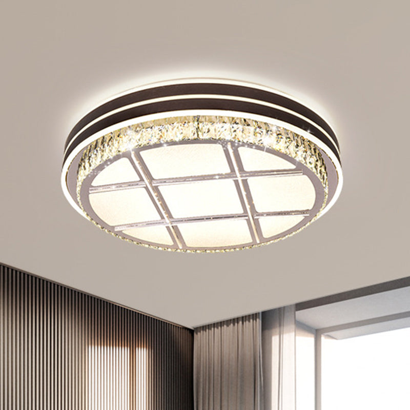 Modern Round Ceiling Mounted Fixture Crystal Block LED Bedroom Flush Lighting in Brown - Brown - Clearhalo - 'Ceiling Lights' - 'Close To Ceiling Lights' - 'Close to ceiling' - 'Flush mount' - Lighting' - 1062733
