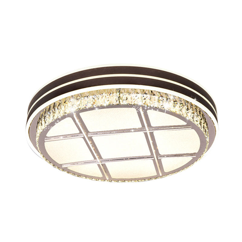 Modern Round Ceiling Mounted Fixture Crystal Block LED Bedroom Flush Lighting in Brown - Clearhalo - 'Ceiling Lights' - 'Close To Ceiling Lights' - 'Close to ceiling' - 'Flush mount' - Lighting' - 1062735