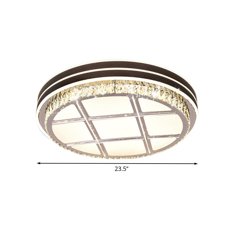 Modern Round Ceiling Mounted Fixture Crystal Block LED Bedroom Flush Lighting in Brown - Clearhalo - 'Ceiling Lights' - 'Close To Ceiling Lights' - 'Close to ceiling' - 'Flush mount' - Lighting' - 1062736