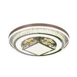 Round and Square Flush Lighting Contemporary Beveled Crystal LED Brown Flush Mount for Bedroom Clearhalo 'Ceiling Lights' 'Close To Ceiling Lights' 'Close to ceiling' 'Flush mount' Lighting' 1062747