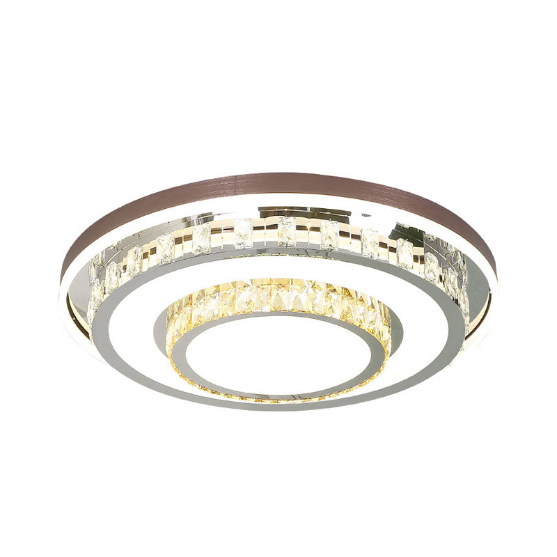 Stainless-Steel Layered Round Flushmount Modernist LED Crystal Flush Mounted Light Fixture Clearhalo 'Ceiling Lights' 'Close To Ceiling Lights' 'Close to ceiling' 'Flush mount' Lighting' 1062751