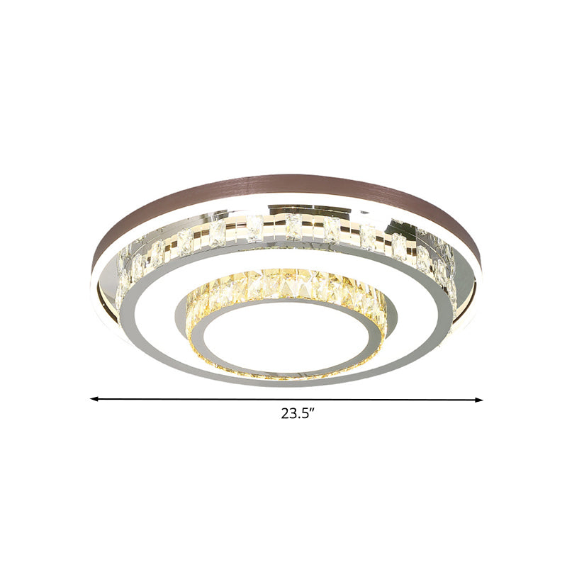 Stainless-Steel Layered Round Flushmount Modernist LED Crystal Flush Mounted Light Fixture Clearhalo 'Ceiling Lights' 'Close To Ceiling Lights' 'Close to ceiling' 'Flush mount' Lighting' 1062752