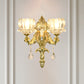 Clear Crystal Gold Wall Mount Light Lotus Shade 1/2-Head Mid Century Wall Lamp Sconce Clearhalo 'Wall Lamps & Sconces' 'Wall Lights' Lighting' 1062784