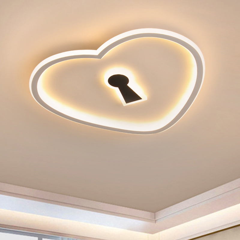 Minimalist Loving Heart Iron Flush Mount Ultrathin LED Ceiling Light in Pink/White for Bedroom - Clearhalo - 'Ceiling Lights' - 'Close To Ceiling Lights' - 'Close to ceiling' - 'Flush mount' - Lighting' - 1062896