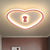 Minimalist Loving Heart Iron Flush Mount Ultrathin LED Ceiling Light in Pink/White for Bedroom - Pink - Clearhalo - 'Ceiling Lights' - 'Close To Ceiling Lights' - 'Close to ceiling' - 'Flush mount' - Lighting' - 1062899