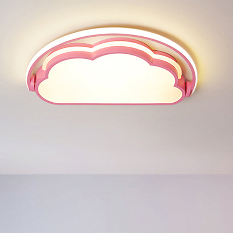Cloud Kids Bedroom Flush Mount Lamp Acrylic Cartoon LED Ceiling Light Fixture in Pink/White/Blue - Pink - Clearhalo - 'Ceiling Lights' - 'Close To Ceiling Lights' - 'Close to ceiling' - 'Flush mount' - Lighting' - 1062923