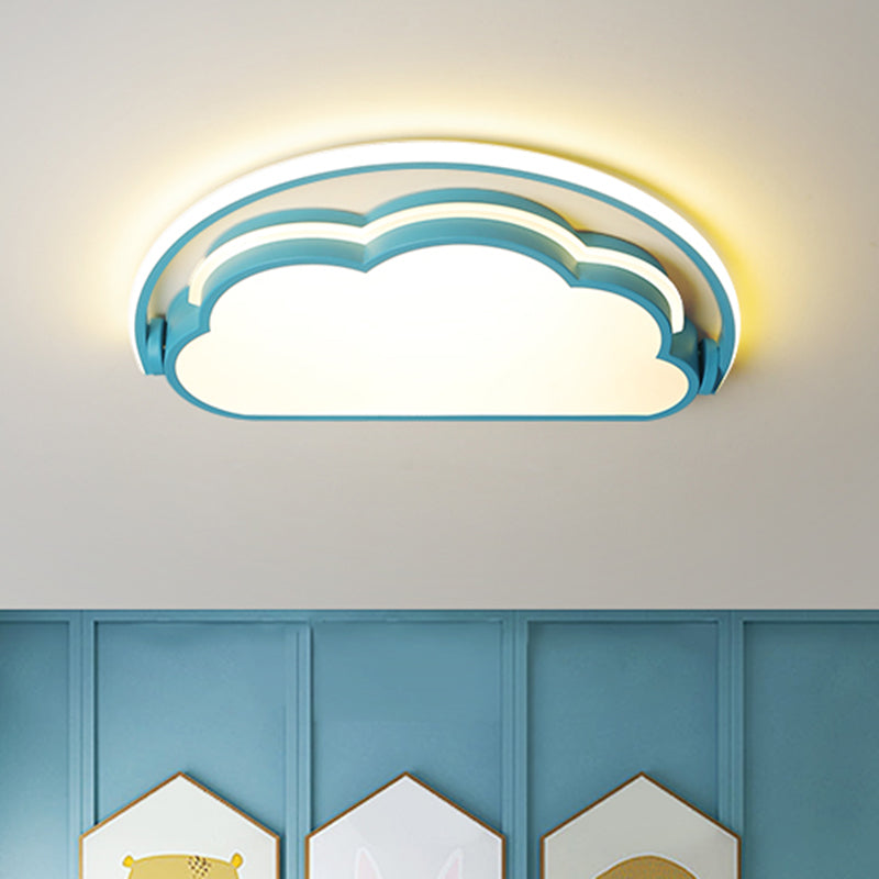 Cloud Kids Bedroom Flush Mount Lamp Acrylic Cartoon LED Ceiling Light Fixture in Pink/White/Blue - Blue - Clearhalo - 'Ceiling Lights' - 'Close To Ceiling Lights' - 'Close to ceiling' - 'Flush mount' - Lighting' - 1062927