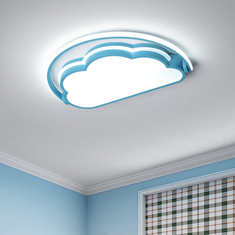 Cloud Kids Bedroom Flush Mount Lamp Acrylic Cartoon LED Ceiling Light Fixture in Pink/White/Blue - Clearhalo - 'Ceiling Lights' - 'Close To Ceiling Lights' - 'Close to ceiling' - 'Flush mount' - Lighting' - 1062928
