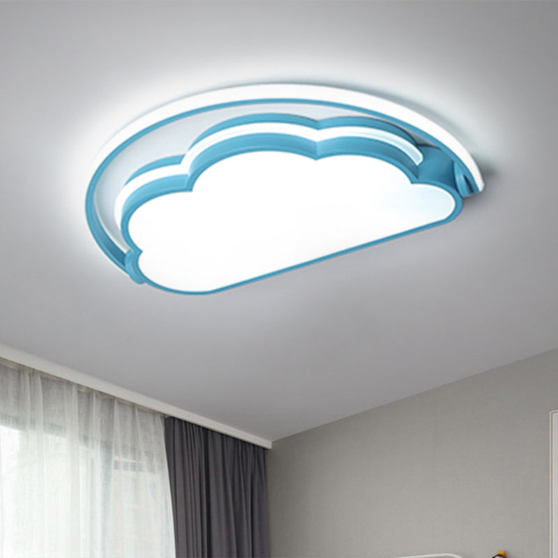 Cloud Kids Bedroom Flush Mount Lamp Acrylic Cartoon LED Ceiling Light Fixture in Pink/White/Blue - Clearhalo - 'Ceiling Lights' - 'Close To Ceiling Lights' - 'Close to ceiling' - 'Flush mount' - Lighting' - 1062929