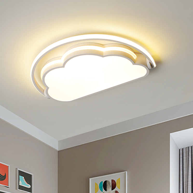Cloud Kids Bedroom Flush Mount Lamp Acrylic Cartoon LED Ceiling Light Fixture in Pink/White/Blue - White - Clearhalo - 'Ceiling Lights' - 'Close To Ceiling Lights' - 'Close to ceiling' - 'Flush mount' - Lighting' - 1062931