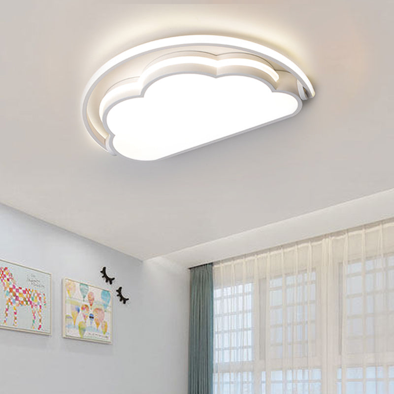 Cloud Kids Bedroom Flush Mount Lamp Acrylic Cartoon LED Ceiling Light Fixture in Pink/White/Blue - Clearhalo - 'Ceiling Lights' - 'Close To Ceiling Lights' - 'Close to ceiling' - 'Flush mount' - Lighting' - 1062932