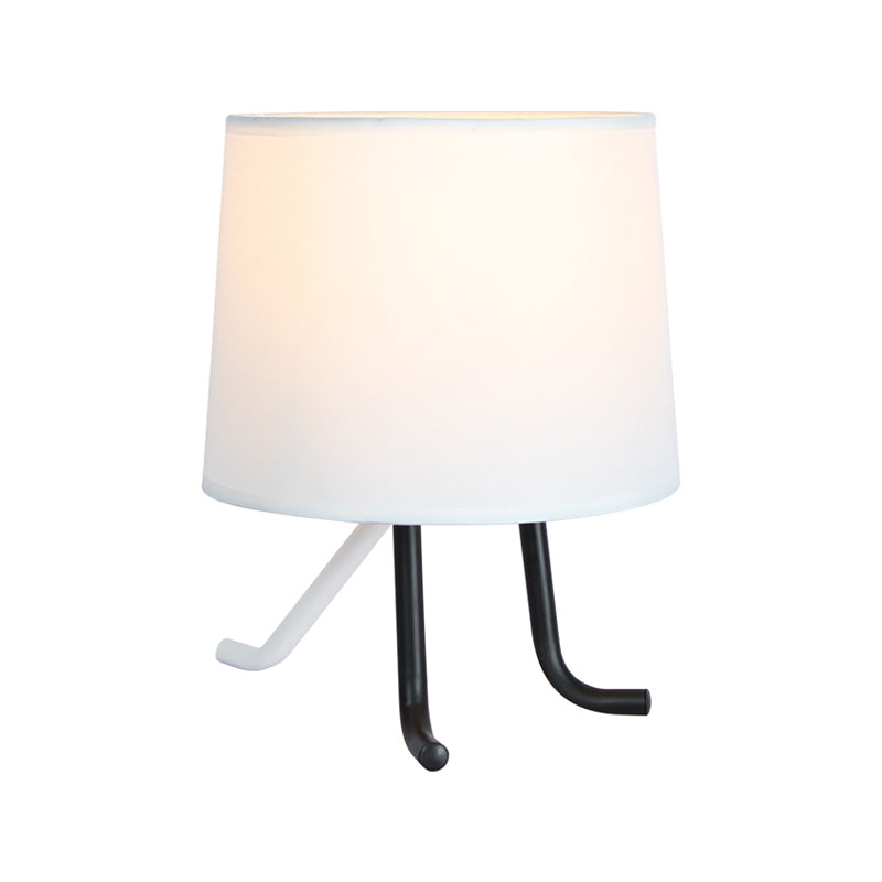 Barrel Fabric Nightstand Light Nordic 1 Bulb Flaxen/White Table Lamp with 3 Legs for Bedroom Clearhalo 'Lamps' 'Table Lamps' Lighting' 1062970