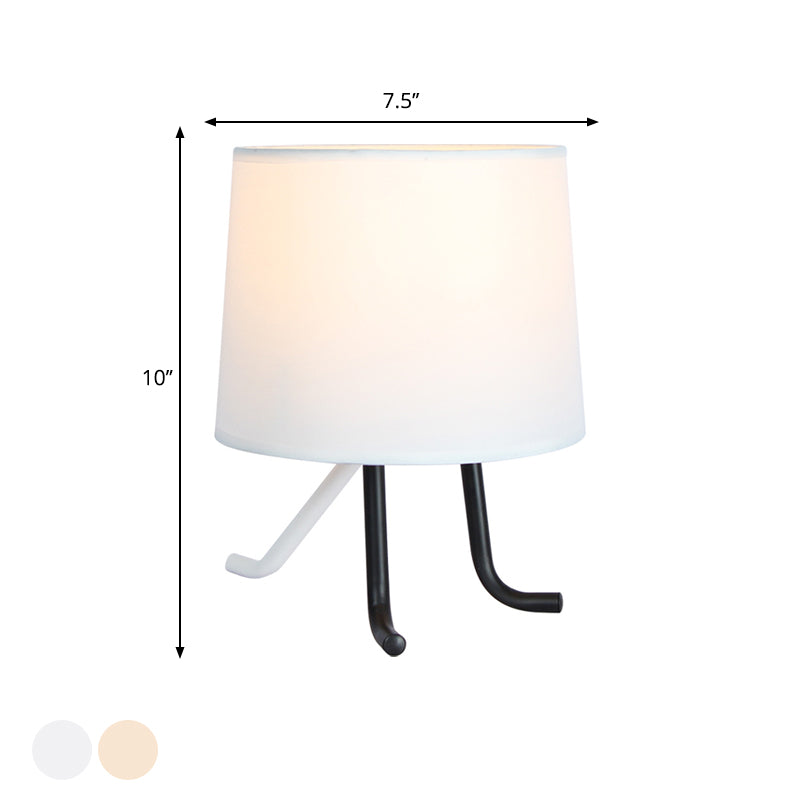 Barrel Fabric Nightstand Light Nordic 1 Bulb Flaxen/White Table Lamp with 3 Legs for Bedroom Clearhalo 'Lamps' 'Table Lamps' Lighting' 1062971