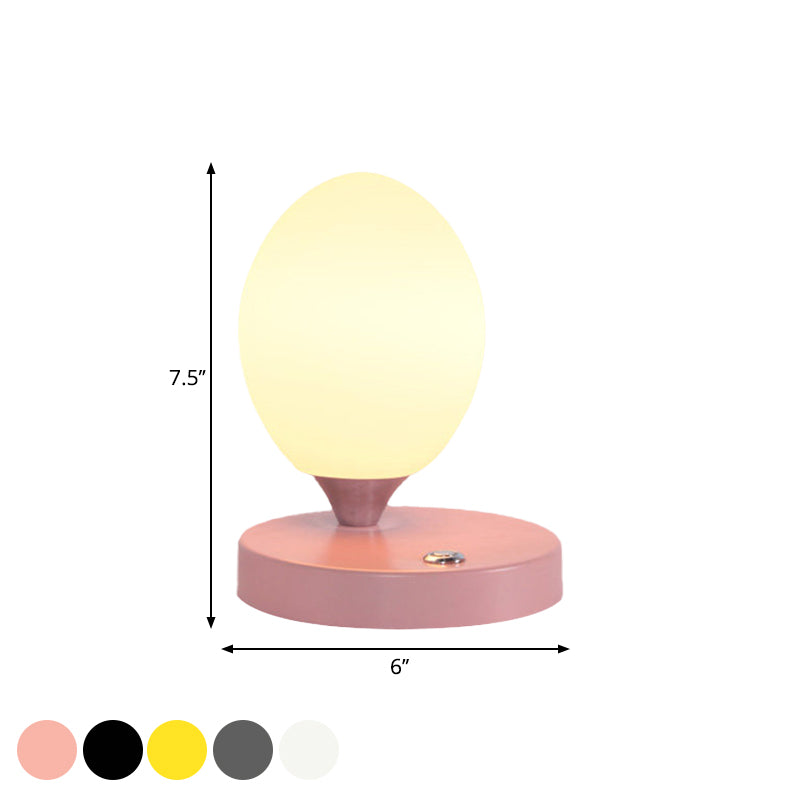 Opal Glass Egg Shell Night Light Macaron Single-Bulb Pink/Blue/Yellow Table Stand Lamp for Bedside Clearhalo 'Lamps' 'Table Lamps' Lighting' 1063012