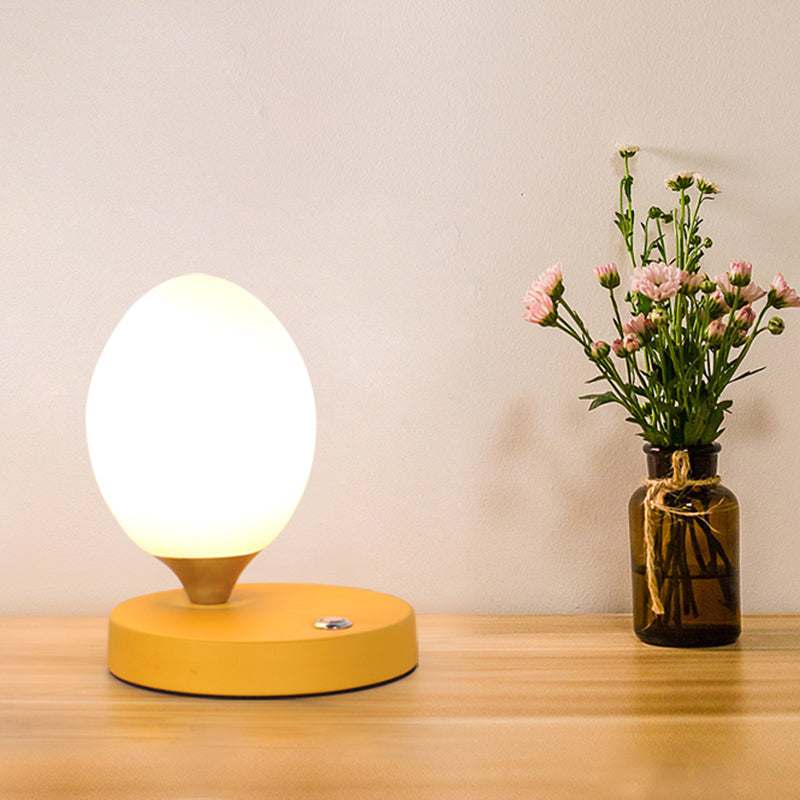 Opal Glass Egg Shell Night Light Macaron Single-Bulb Pink/Blue/Yellow Table Stand Lamp for Bedside Yellow Clearhalo 'Lamps' 'Table Lamps' Lighting' 1063017