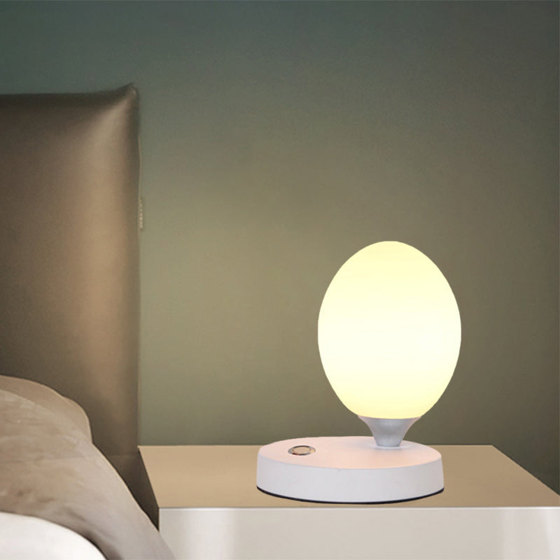 Opal Glass Egg Shell Night Light Macaron Single-Bulb Pink/Blue/Yellow Table Stand Lamp for Bedside Clearhalo 'Lamps' 'Table Lamps' Lighting' 1063027