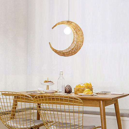 Aluminum Wire Woven Crescent Pendant Lamp Contemporary 1 Head Silver/Gold Suspended Lighting Fixture Clearhalo 'Ceiling Lights' 'Pendant Lights' 'Pendants' Lighting' 1063052
