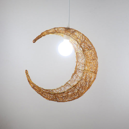 Aluminum Wire Woven Crescent Pendant Lamp Contemporary 1 Head Silver/Gold Suspended Lighting Fixture Clearhalo 'Ceiling Lights' 'Pendant Lights' 'Pendants' Lighting' 1063054